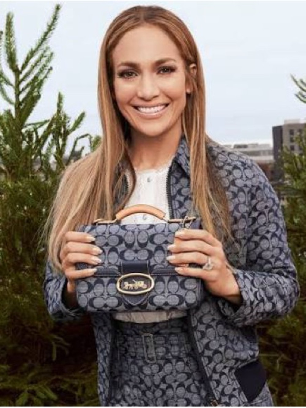 Coach 1941 Riley Denim Signature Top Handle Crossbody Bag - Navy